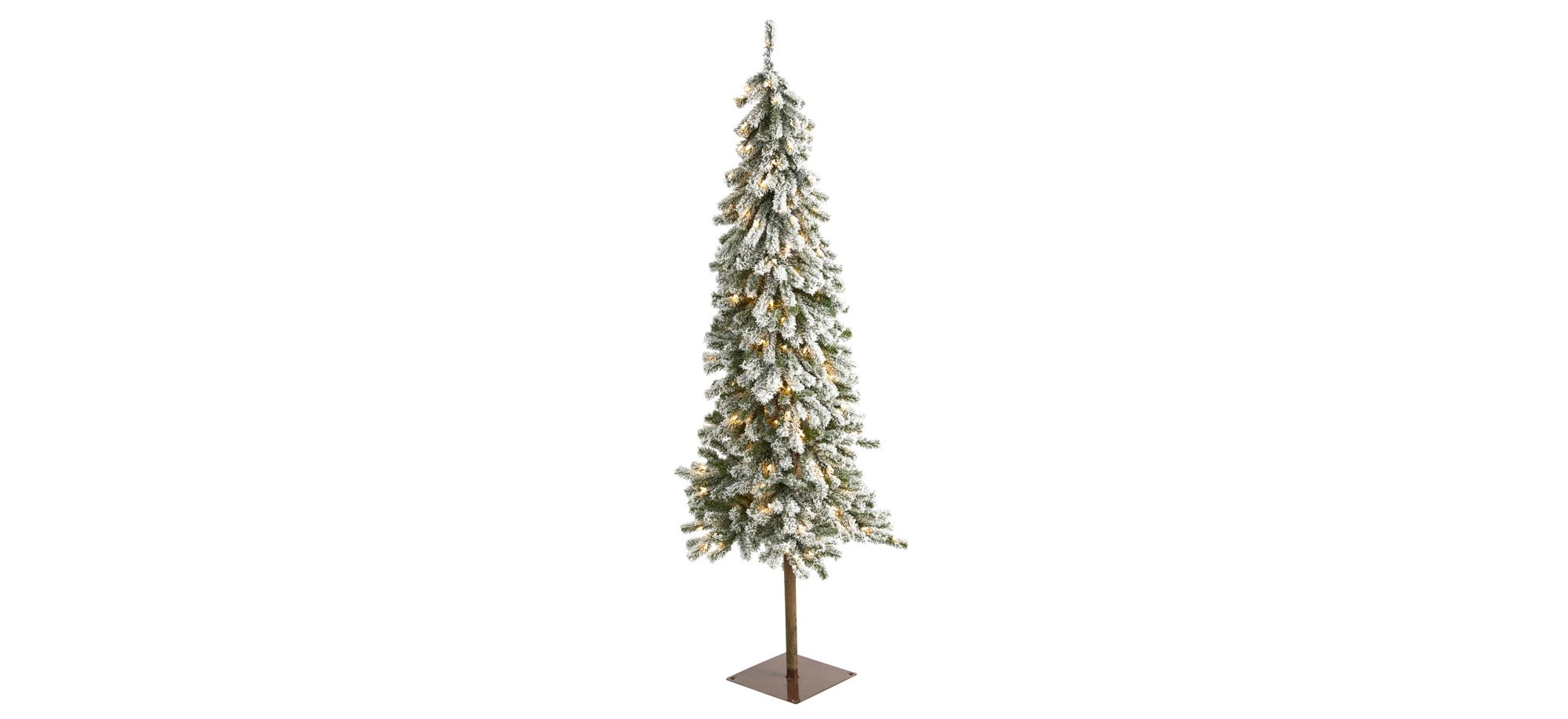 6ft. Pre-Lit Flocked Alpine Artificial Christmas Tree in Green by Bellanest