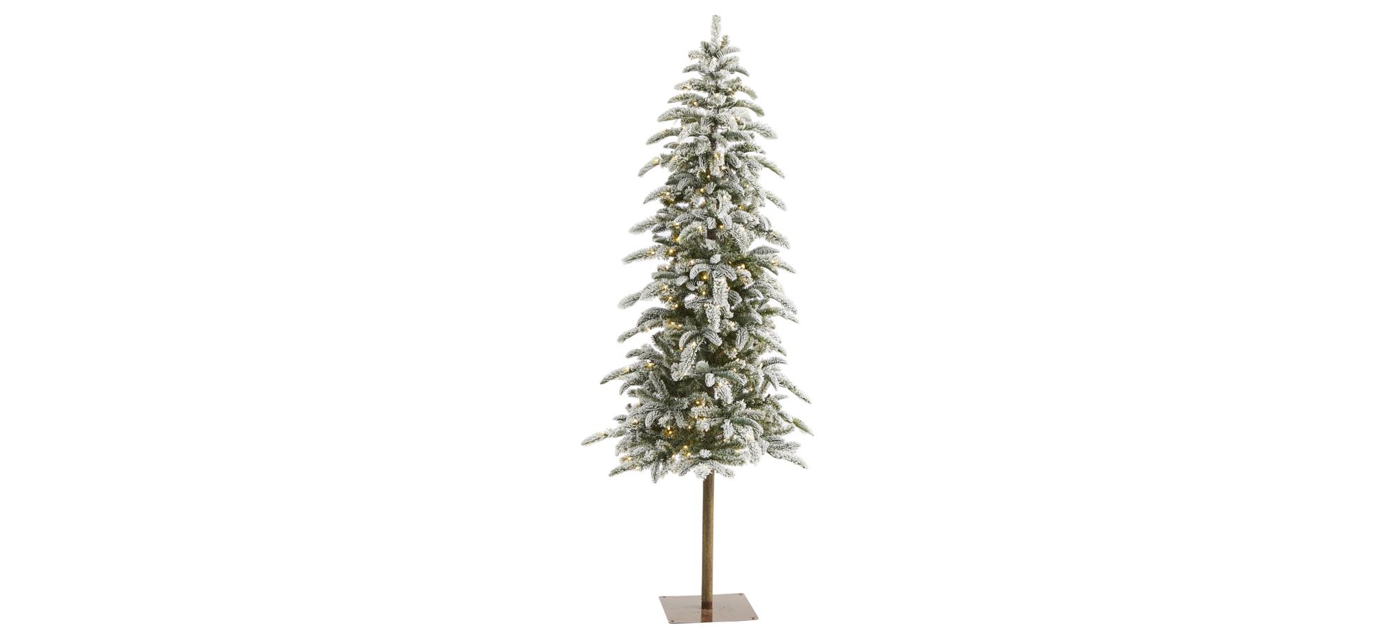 6.5ft. Pre-Lit Flocked Washington Alpine Artificial Christmas Tree in Green by Bellanest