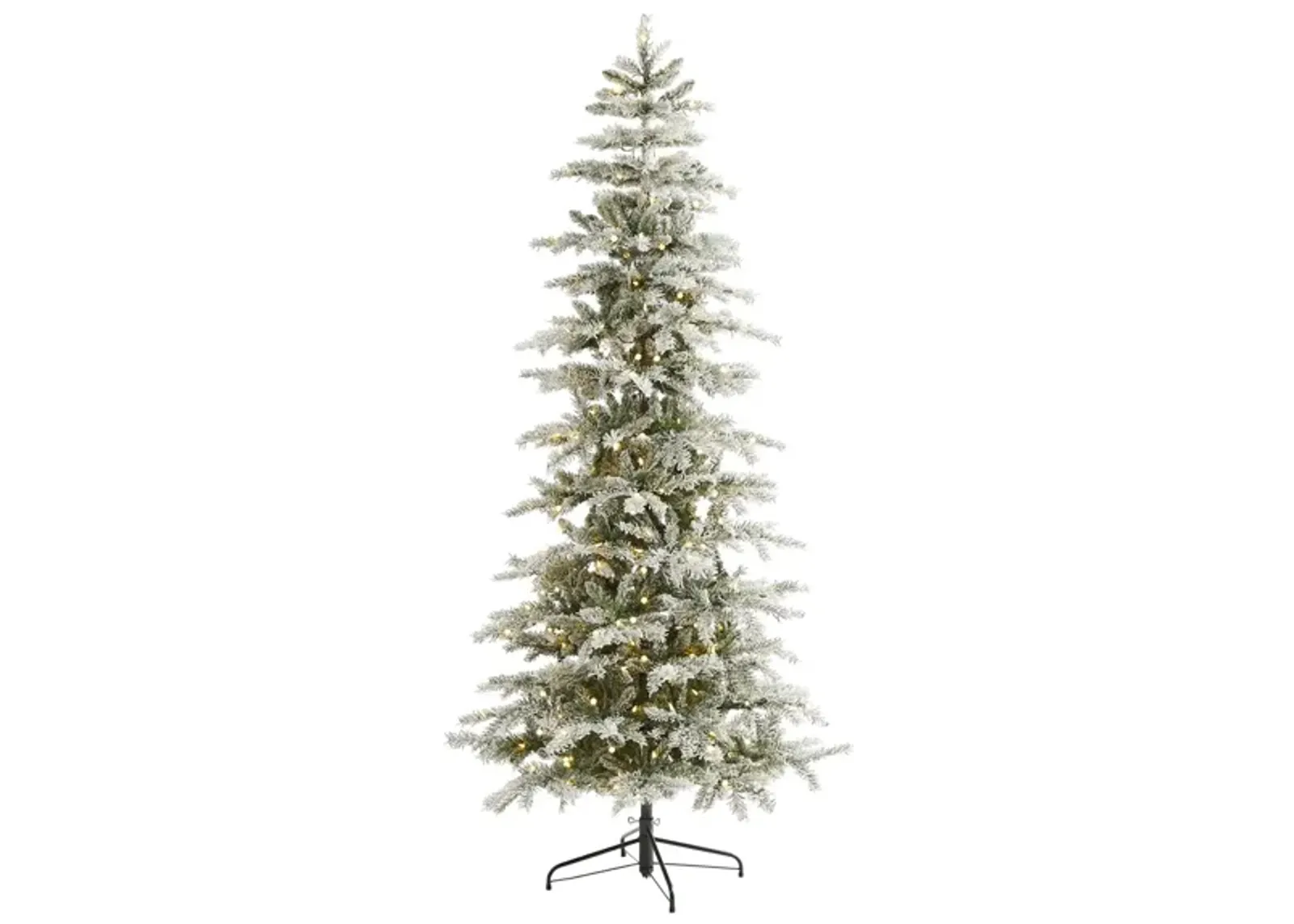 7.5ft. Pre-Lit Slim Flocked Nova Scotia Spruce Artificial Christmas Tree in Green by Bellanest