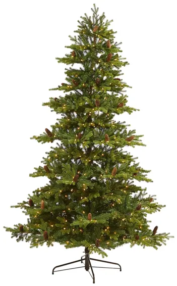 7.5ft. Pre-Lit Yukon Mountain Fir Artificial Christmas Tree in Green by Bellanest