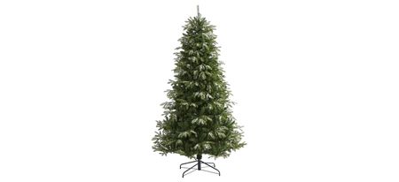 7ft. Pre-Lit Snowed Grand Teton Artificial Christmas Tree in Green by Bellanest