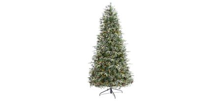 7.5ft. Pre-Lit Snowed Tipped Clermont Mixed Pine Artificial Christmas Tree in Green by Bellanest