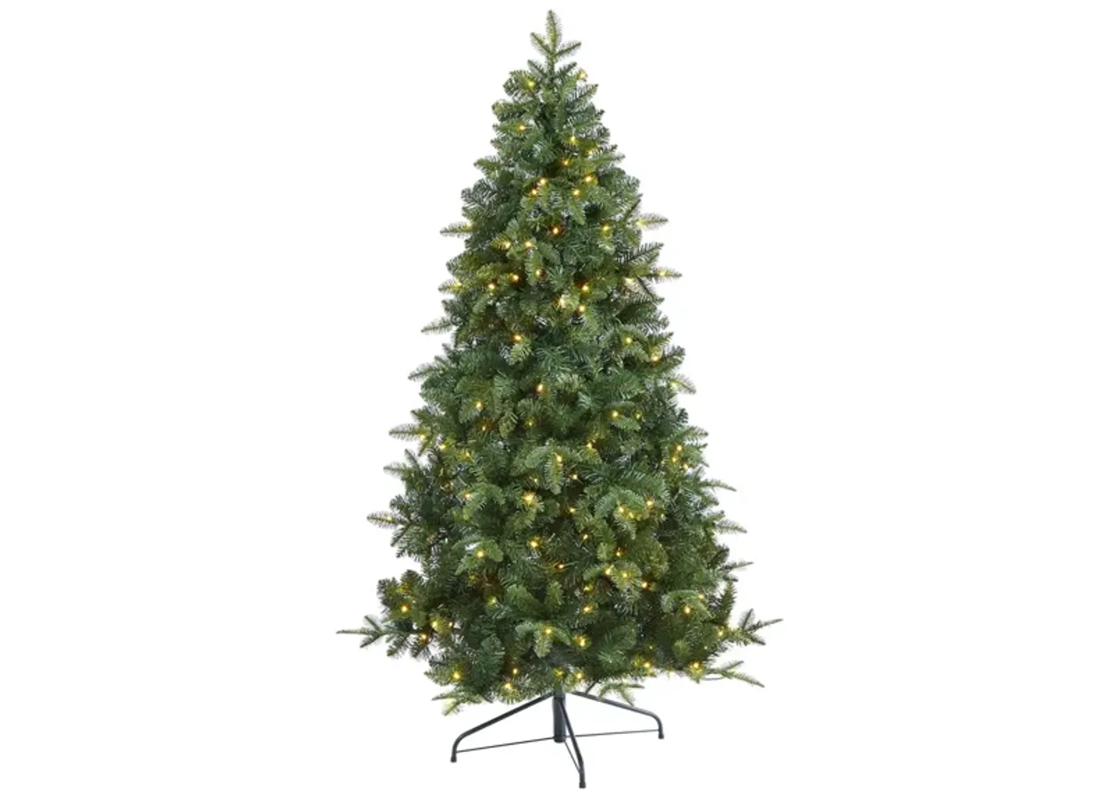 6ft. Pre-Lit Grand Teton Spruce Flat Back Artificial Christmas Tree in Green by Bellanest