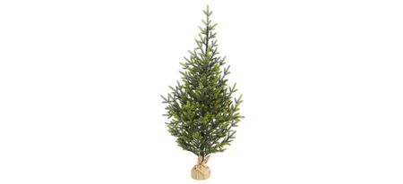 5ft. Pre-Lit Fraser Fir "Natural Look" Artificial Christmas Tree w/ Burlap Planter in Green by Bellanest