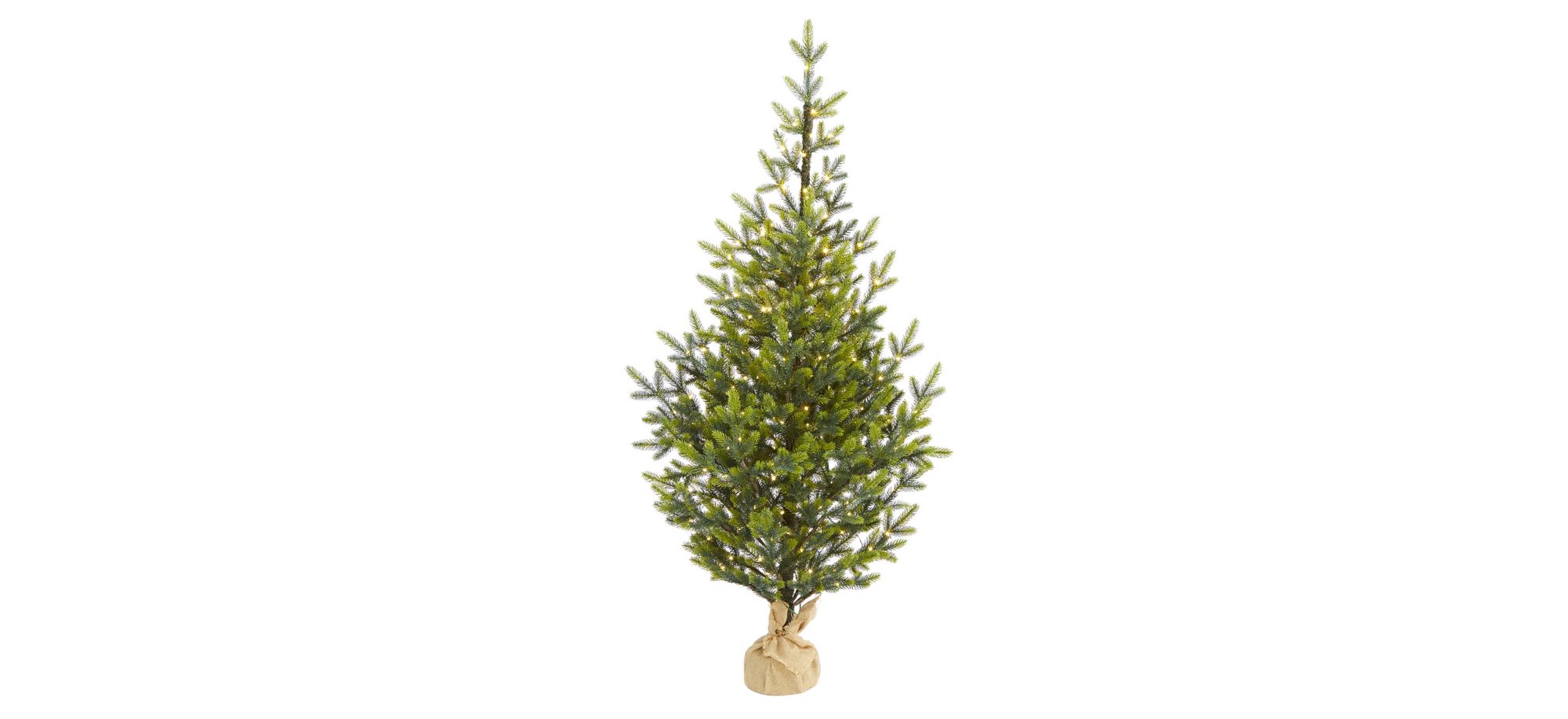 5ft. Pre-Lit Fraser Fir "Natural Look" Artificial Christmas Tree w/ Burlap Planter in Green by Bellanest