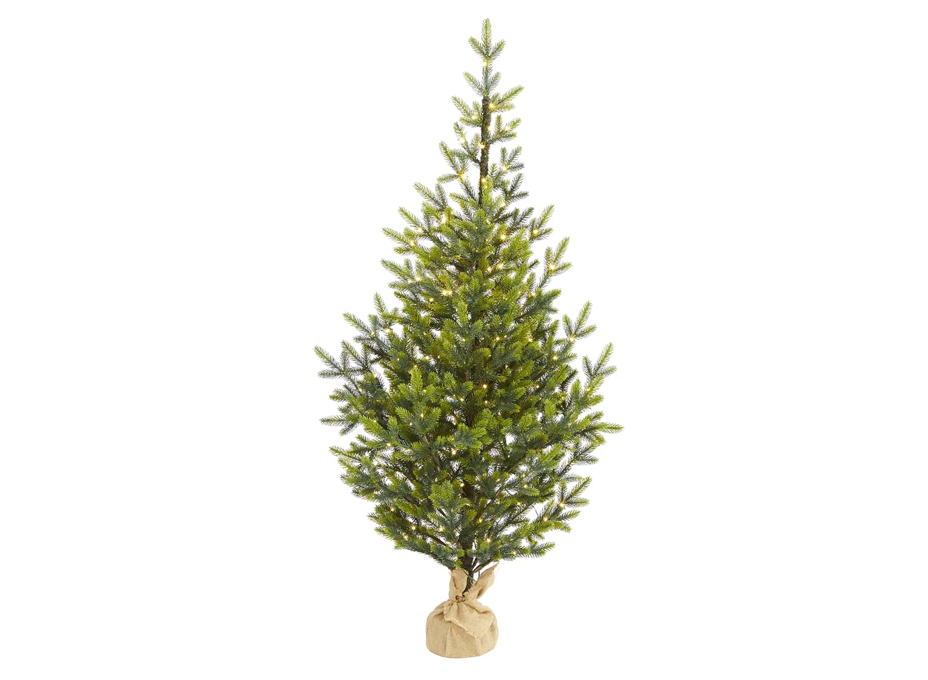 5ft. Pre-Lit Fraser Fir "Natural Look" Artificial Christmas Tree w/ Burlap Planter in Green by Bellanest