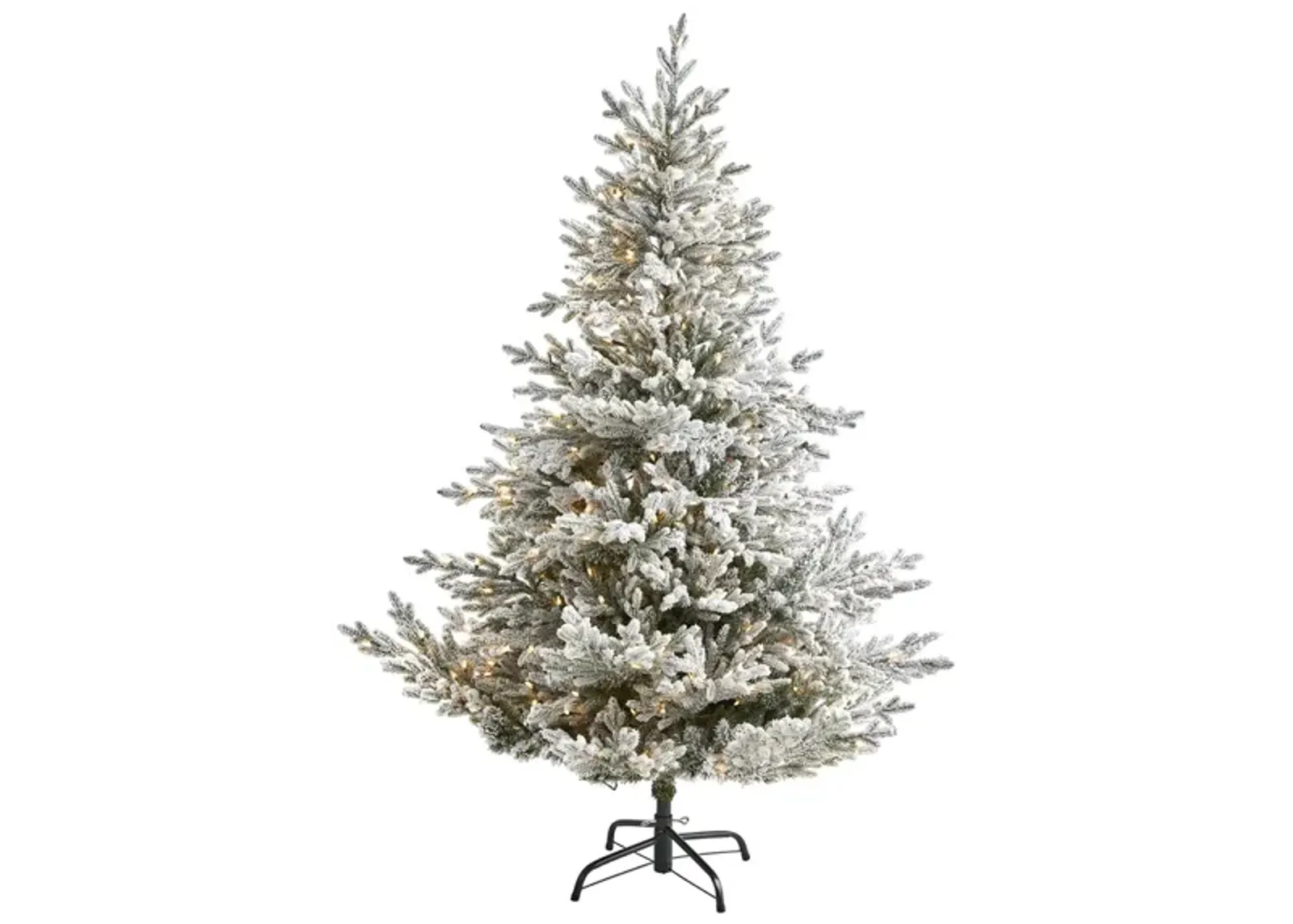 6ft. Pre-Lit Flocked Fraser Fir Artificial Christmas Tree in Green by Bellanest