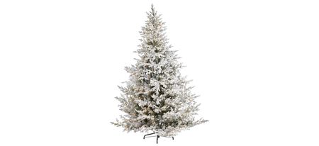 8ft. Pre-Lit Flocked Fraser Fir Artificial Christmas Tree in Green by Bellanest