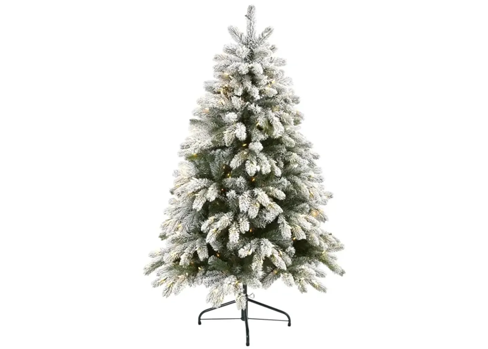 5ft. Pre-Lit Flocked South Carolina Spruce Artificial Christmas Tree in Green by Bellanest