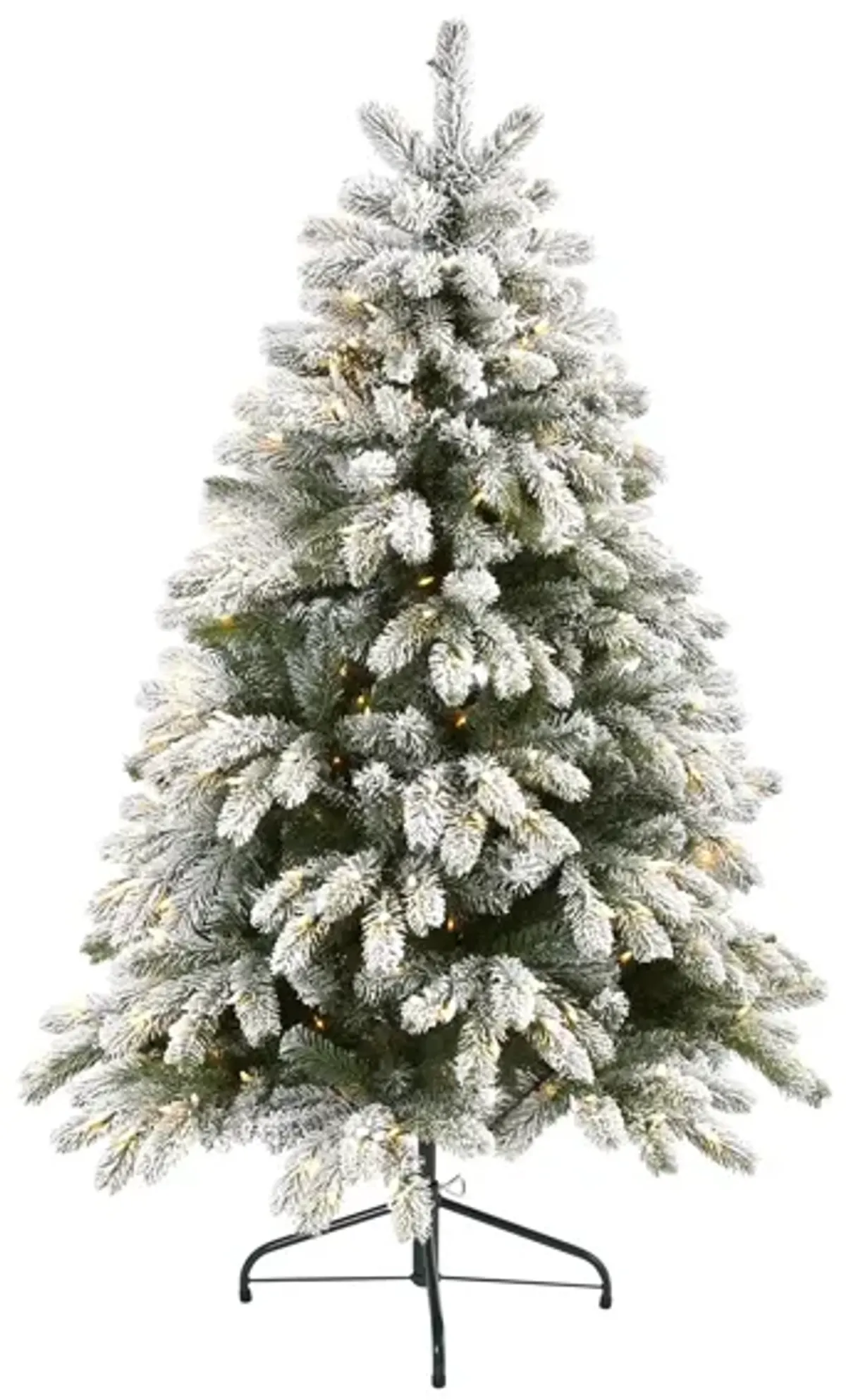 5ft. Pre-Lit Flocked South Carolina Spruce Artificial Christmas Tree in Green by Bellanest