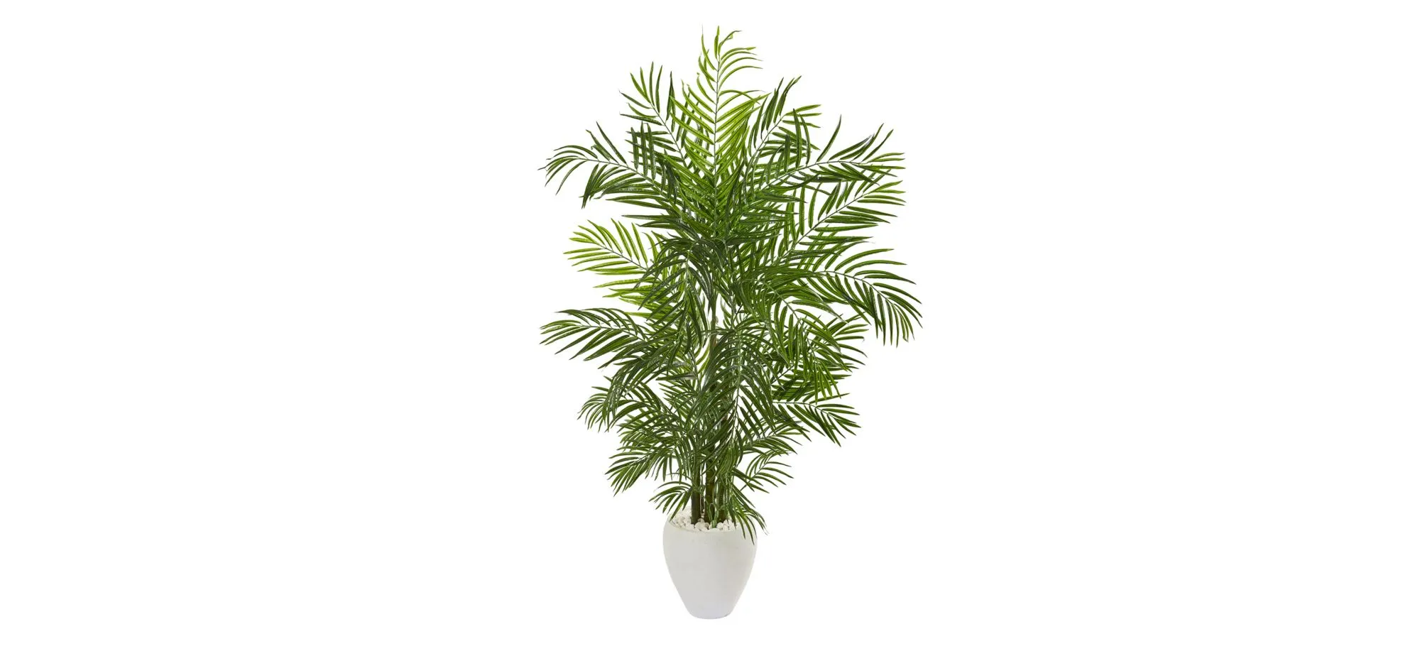 Areca Palm Artificial Tree in White Planter (Indoor/Outdoor) in Green by Bellanest