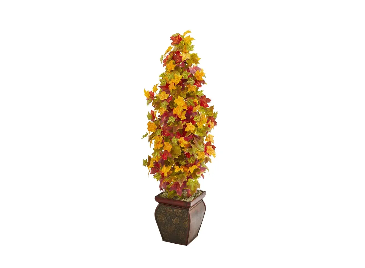 40in. Autumn Maple Artificial Tree in Decorative Planter in Orange/Yellow by Bellanest