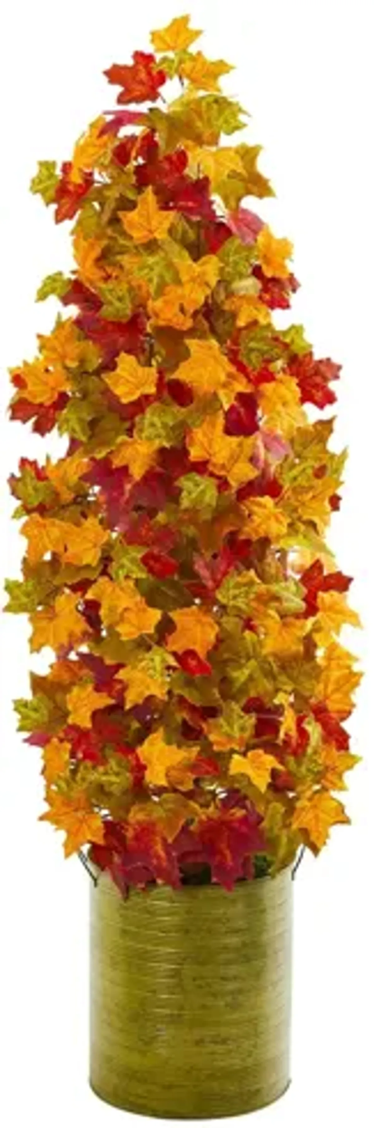 41in. Autumn Maple Artificial Tree in Green Metal Planter