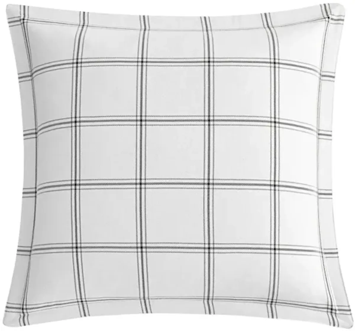 Windowpane Plaid Euro Sham in White by HiEnd Accents