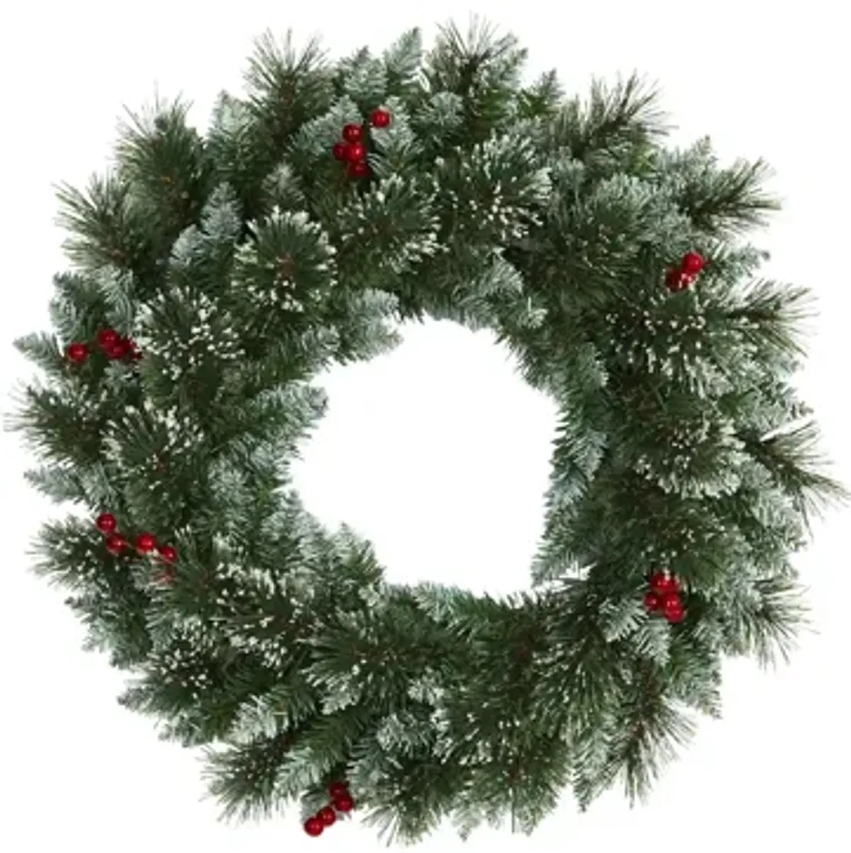 24in. Pre-Lit Frosted Swiss Pine Artificial Wreath