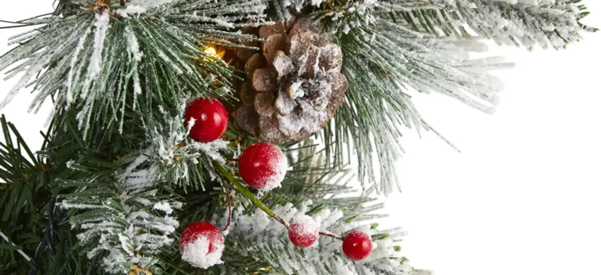 20in. Pre-Lit Flocked Mixed Pine Artificial Christmas Wreath