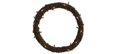 20in. Vine Wreath with 50 White Warm LED Lights in Brown by Bellanest