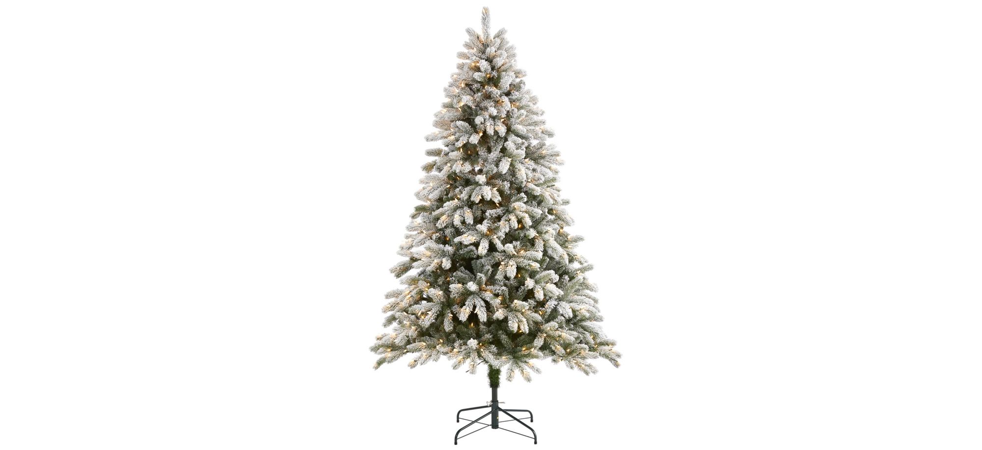 7.5ft. Pre-Lit Flocked South Carolina Spruce Artificial Christmas Tree in Green by Bellanest