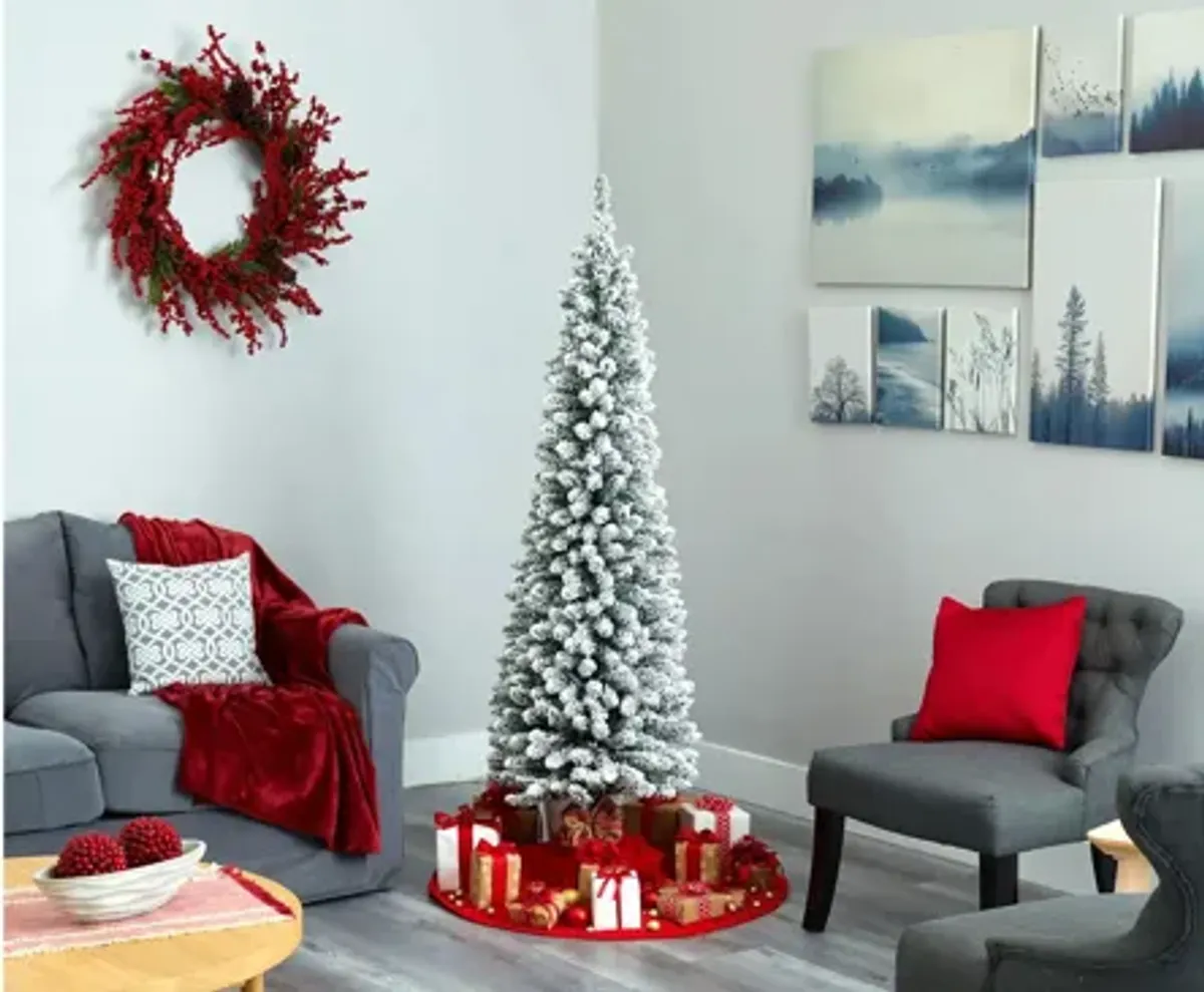 6ft. Pre-Lit Flocked Pencil Artificial Christmas Tree