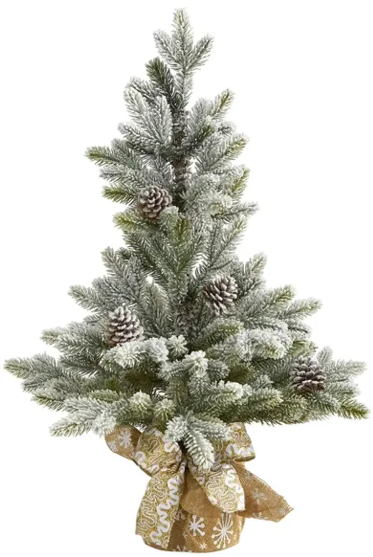 28in. Flocked Artificial Christmas Tree with Pine Cones in Green by Bellanest