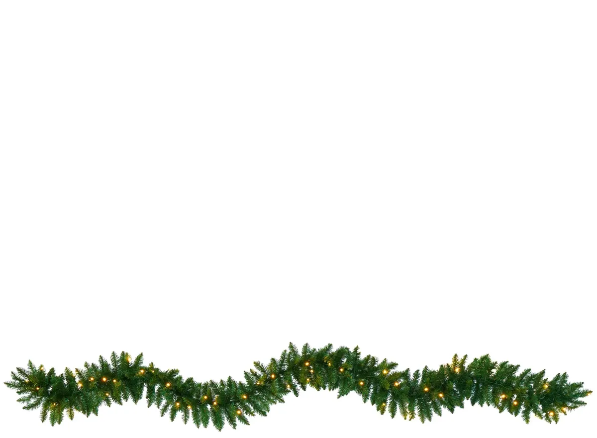 9ft. Christmas Pine Artificial Garland with 50 Warm White LED Lights in Green by Bellanest