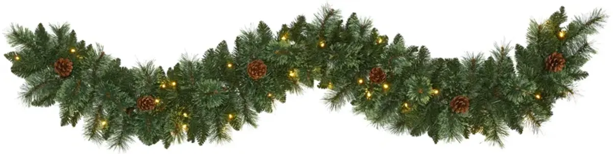 6ft. Pre-Lit White Mountain Pine Artificial Garland in Green