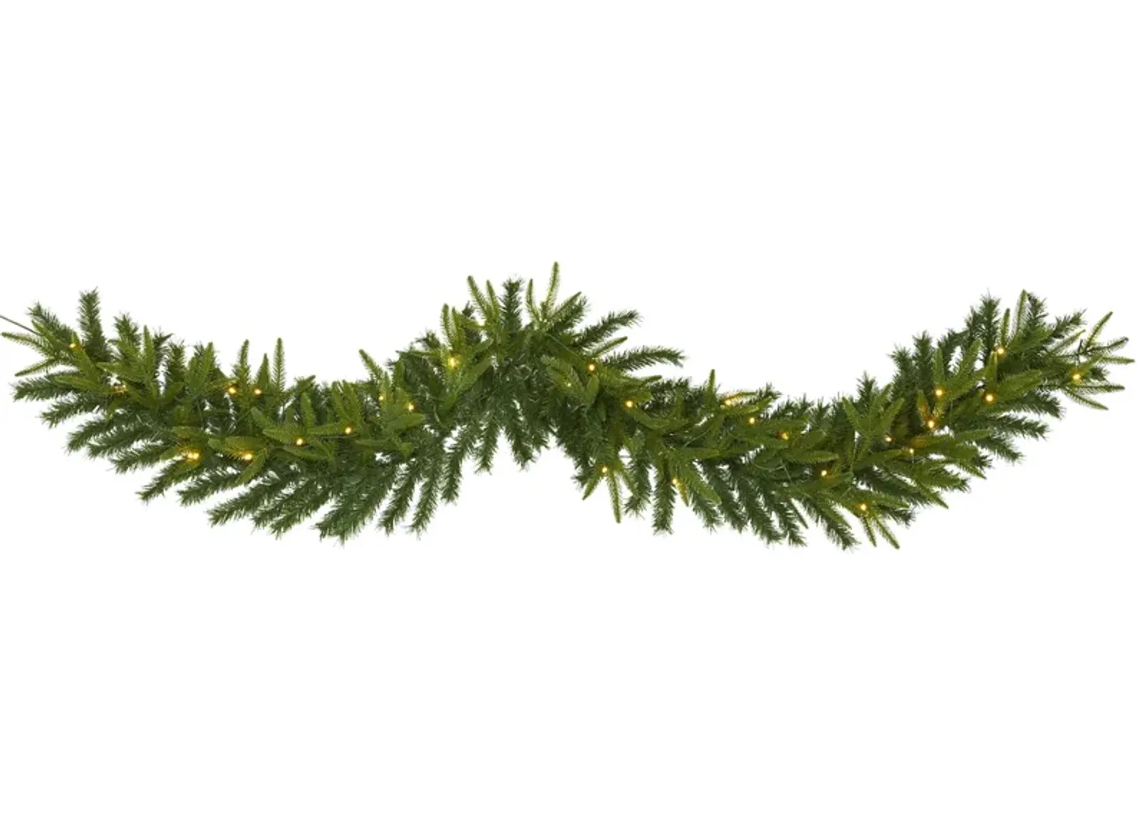 6ft. Green Pine Artificial Christmas Garland with 35 Clear LED Lights in Green by Bellanest