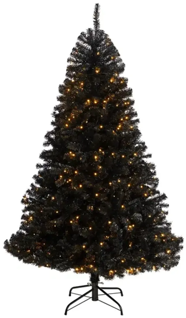 6' Black Artificial Tree with Clear LED Lights