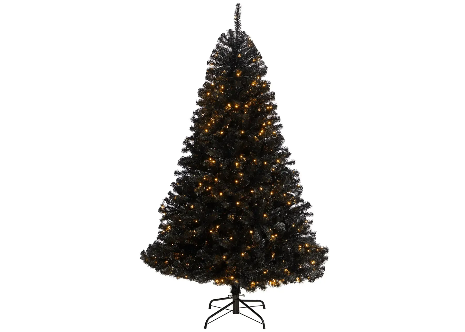 6' Black Artificial Tree with Clear LED Lights in Black by Bellanest