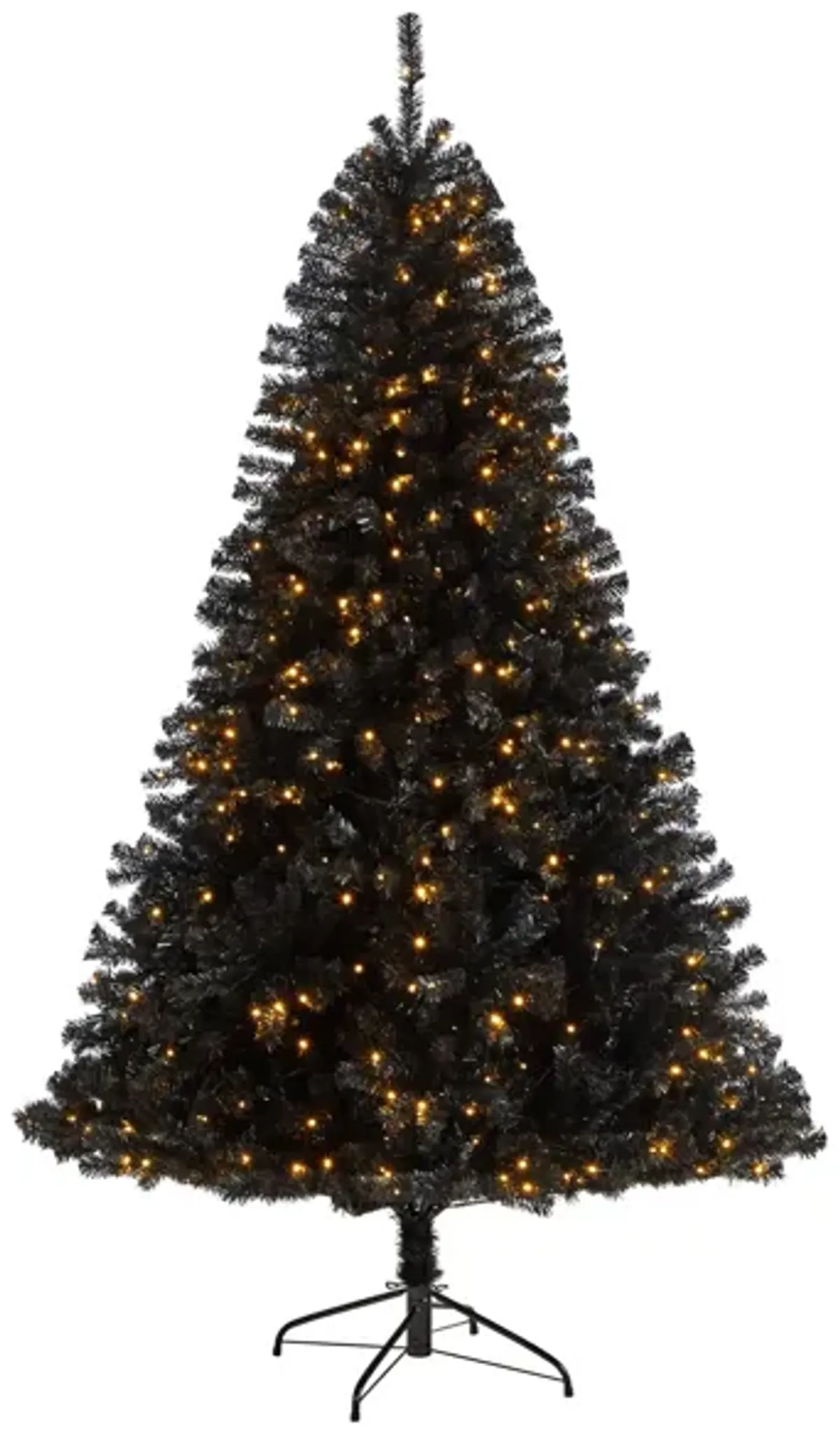 7' Black Artificial Tree with Clear LED Lights