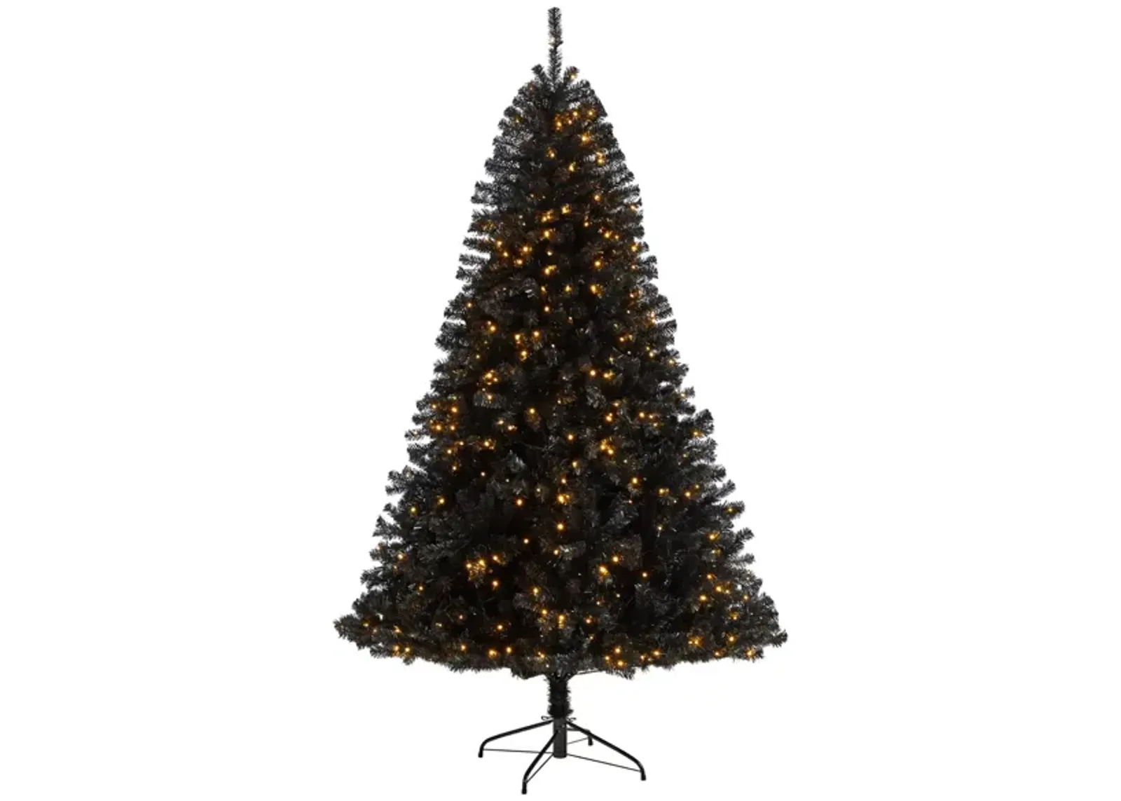 7' Black Artificial Tree with Clear LED Lights in Black by Bellanest