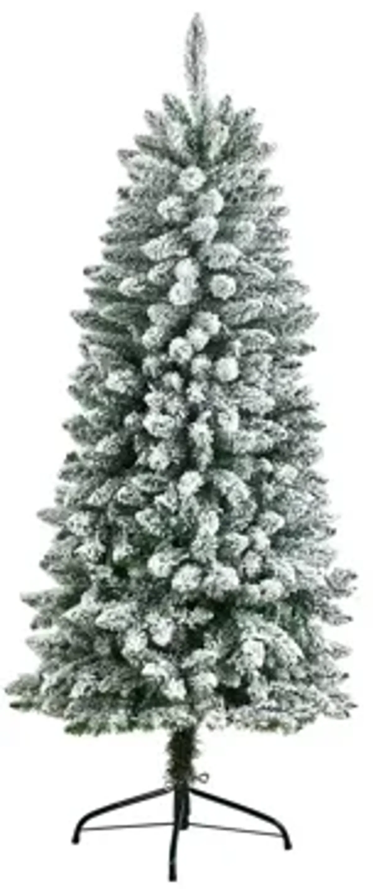 5' Slim Flocked Fir Artificial Christmas Tree with Warm White LED Lights and Bendable Branches