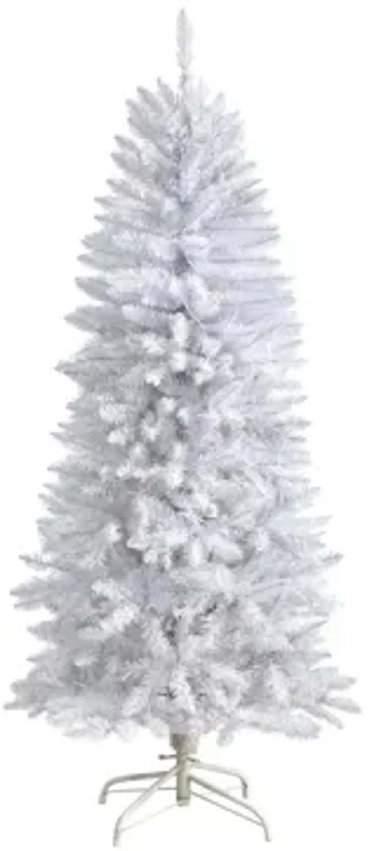 5' Slim White Artificial Christmas Tree with Warm White LED Lights and Bendable Branches