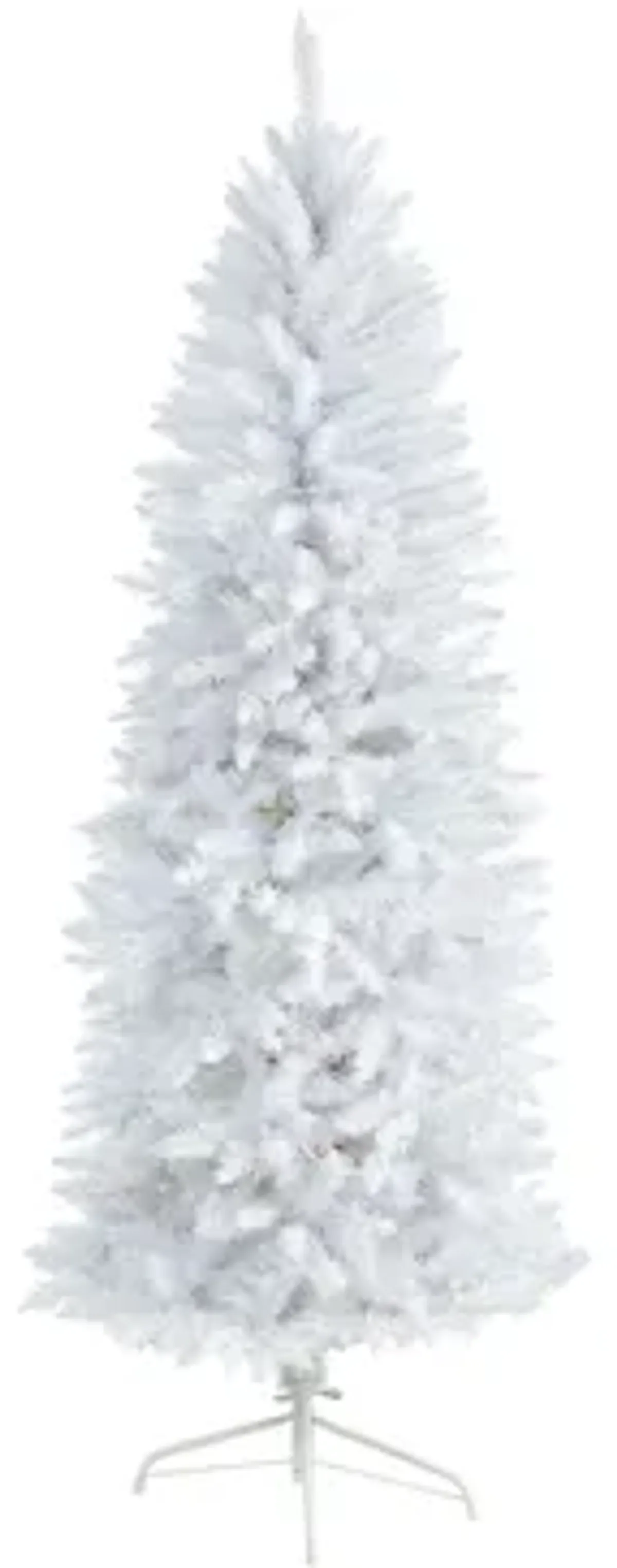 6' Slim White Artificial Christmas Tree with Warm White LED Lights and Bendable Branches