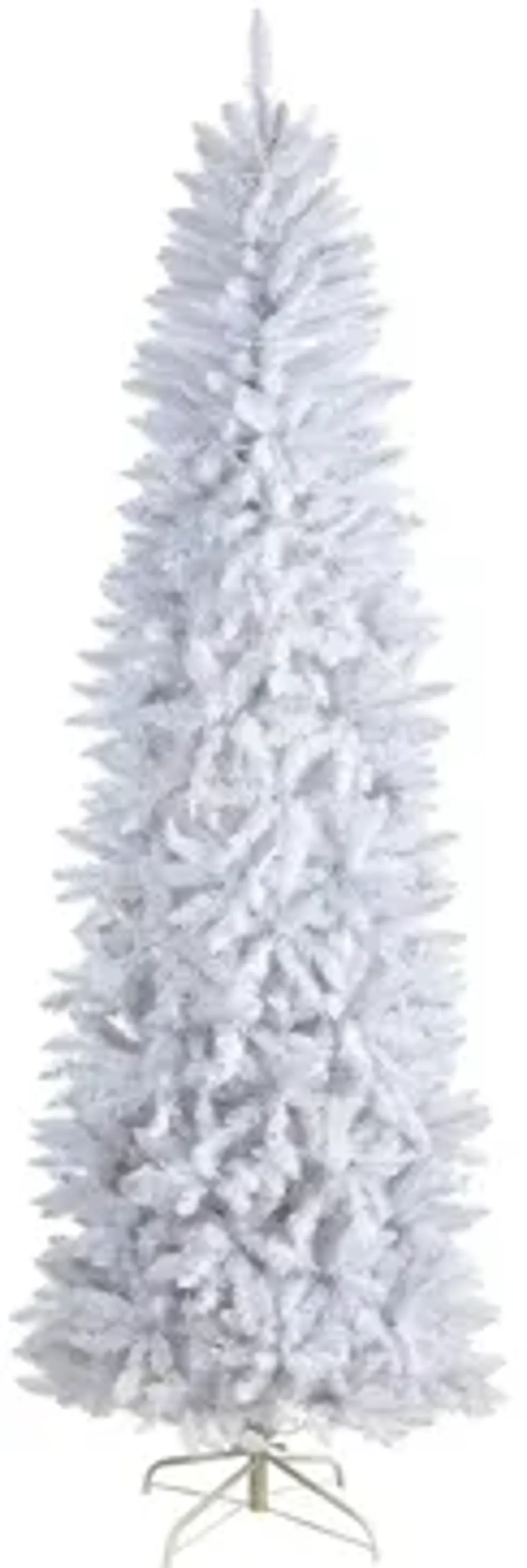 8' Slim White Artificial Christmas Tree with Warm White LED Lights and Bendable Branches