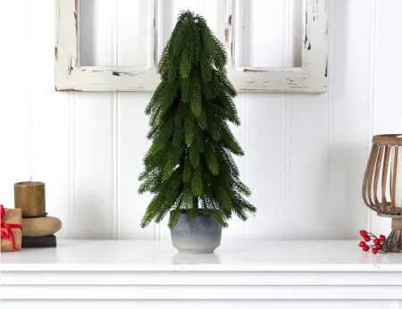 21" Christmas Pine Artificial Tree in Decorative Planter in Green by Bellanest