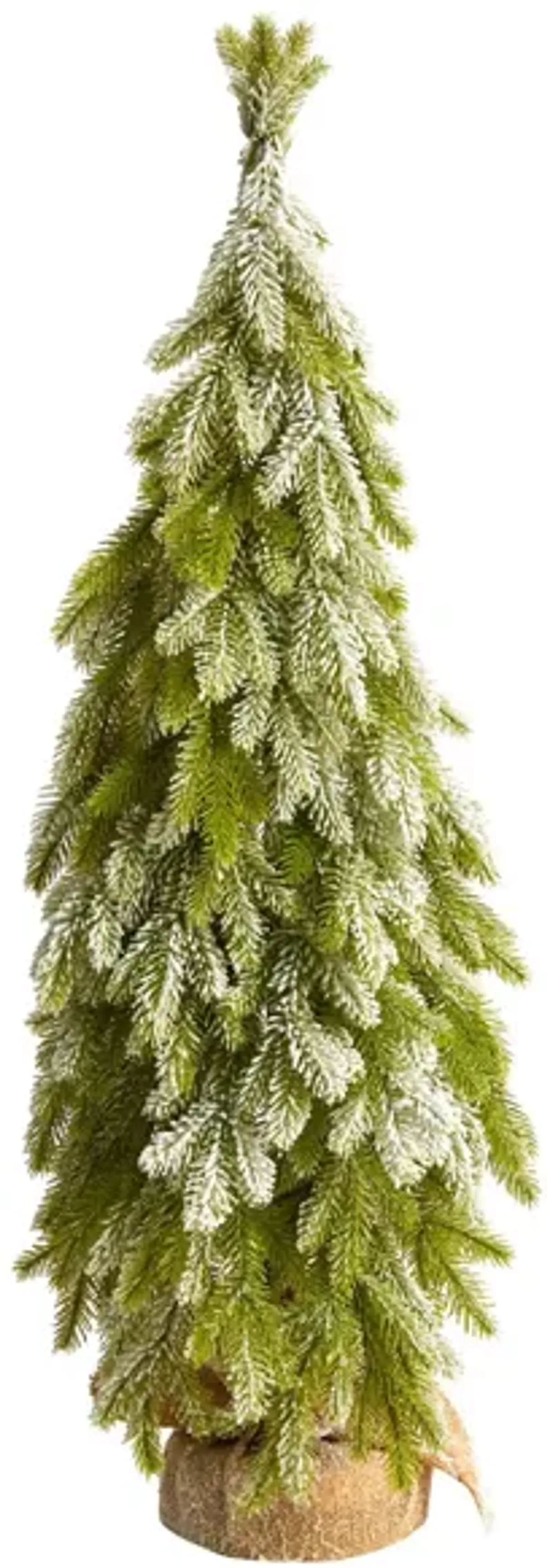 35" Flocked Down Swept Artificial Christmas Tree in Burlap Base in Green by Bellanest