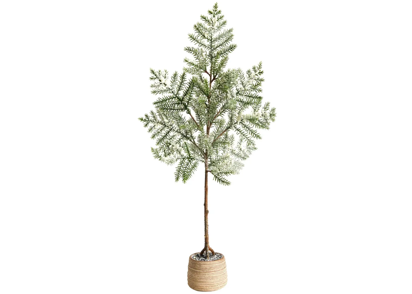 35" Frosted Pine Artificial Christmas Tree in Planter in Green by Bellanest