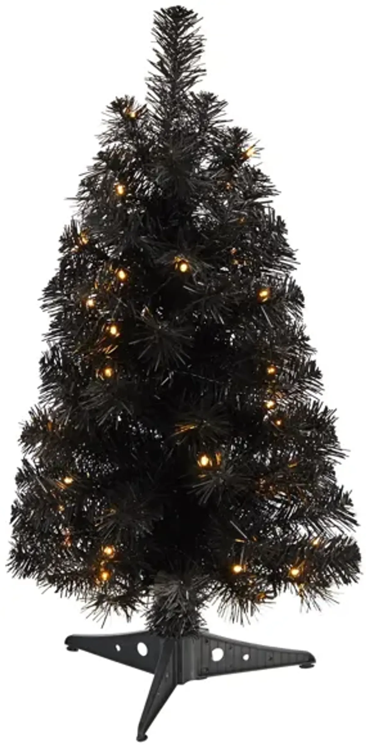 2' Black Artificial Tree with LED Lights and Bendable Branches in Black by Bellanest