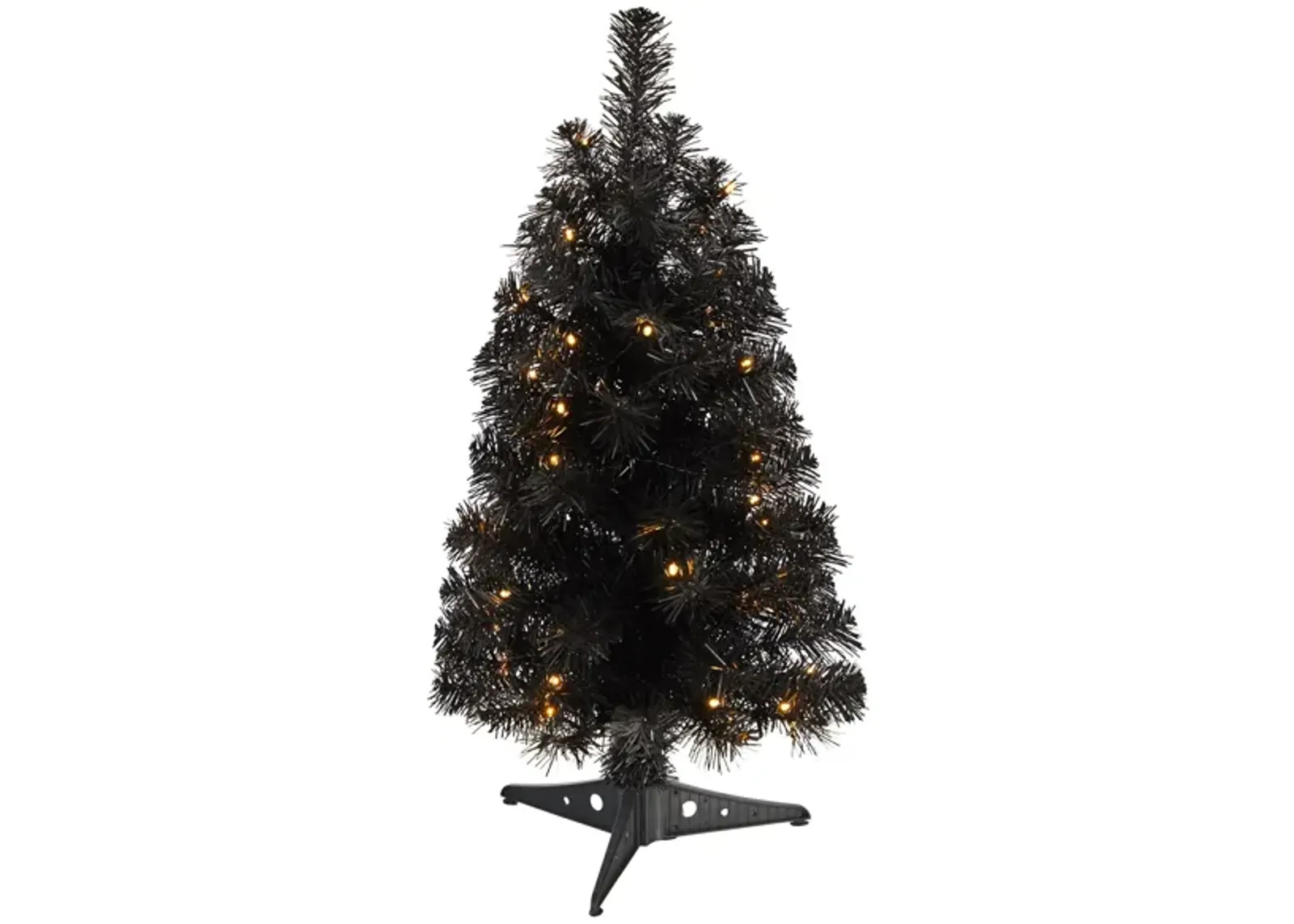 2' Black Artificial Tree with LED Lights and Bendable Branches in Black by Bellanest