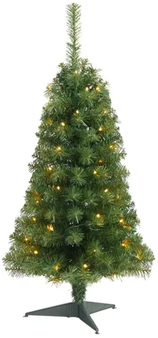 3' Green Artificial Christmas Tree with LED Lights and Bendable Branches