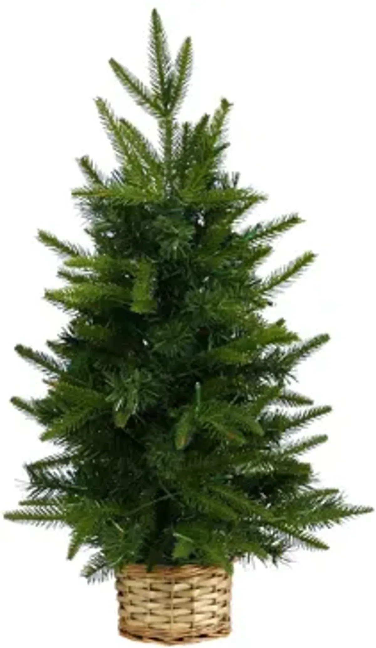 2' Artificial Christmas Tree with Clear LED Lights in Decorative Basket
