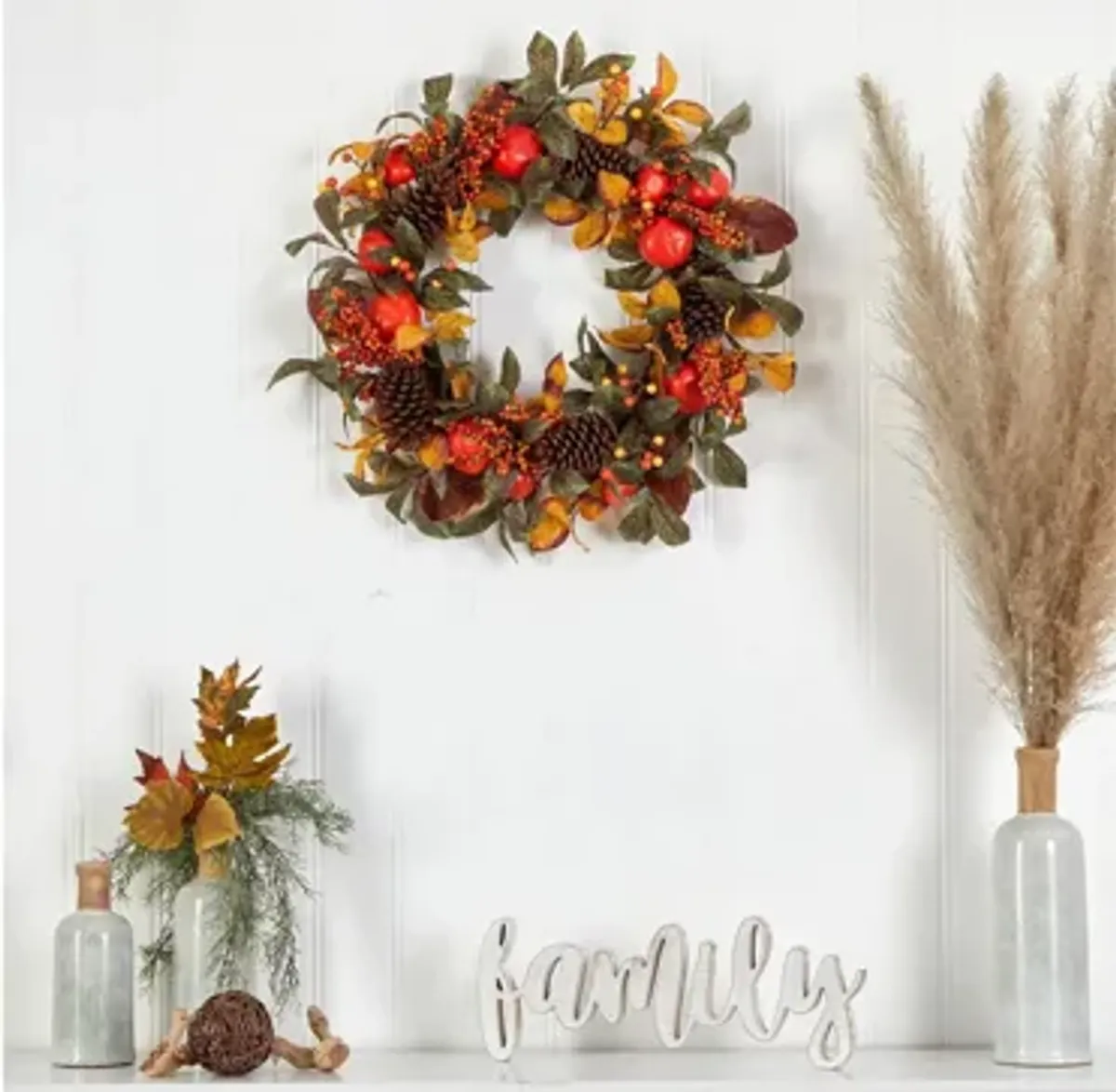 26" Harvest Foliage Artificial Wreath