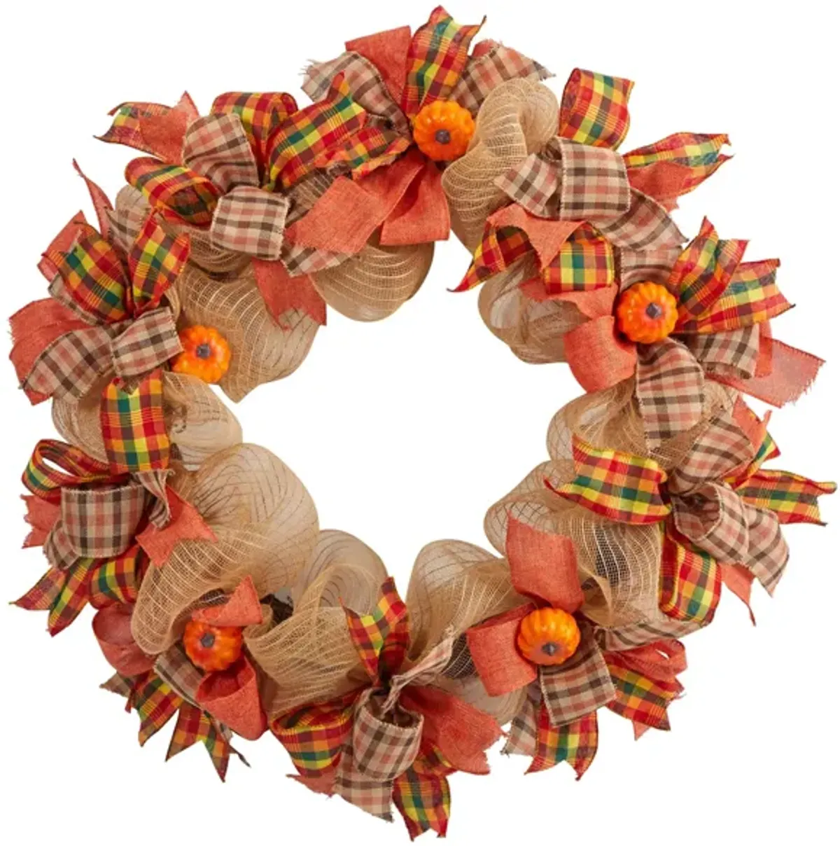 30" Harvest Foliage Artificial Wreath in Orange by Bellanest