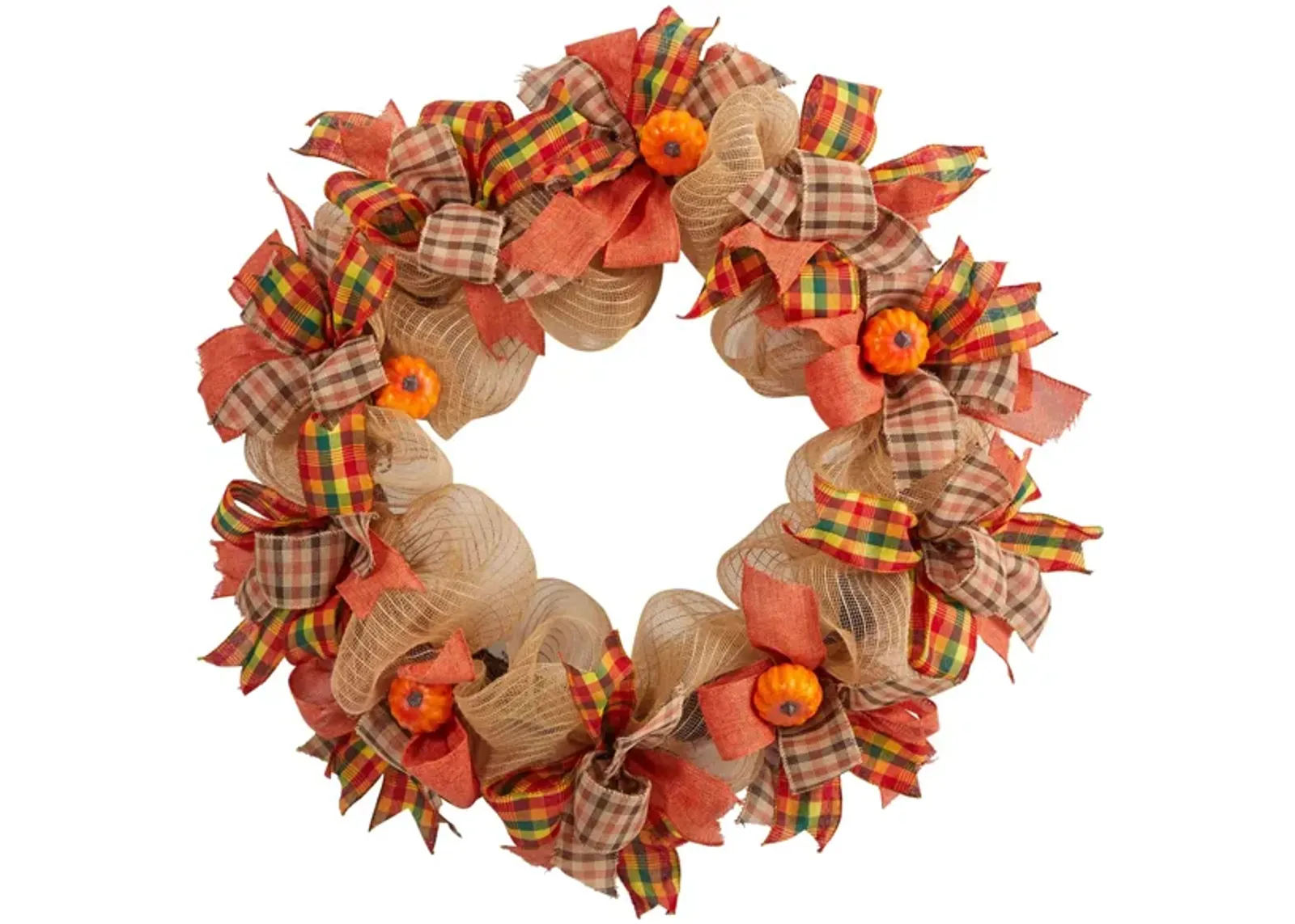 30" Harvest Foliage Artificial Wreath in Orange by Bellanest