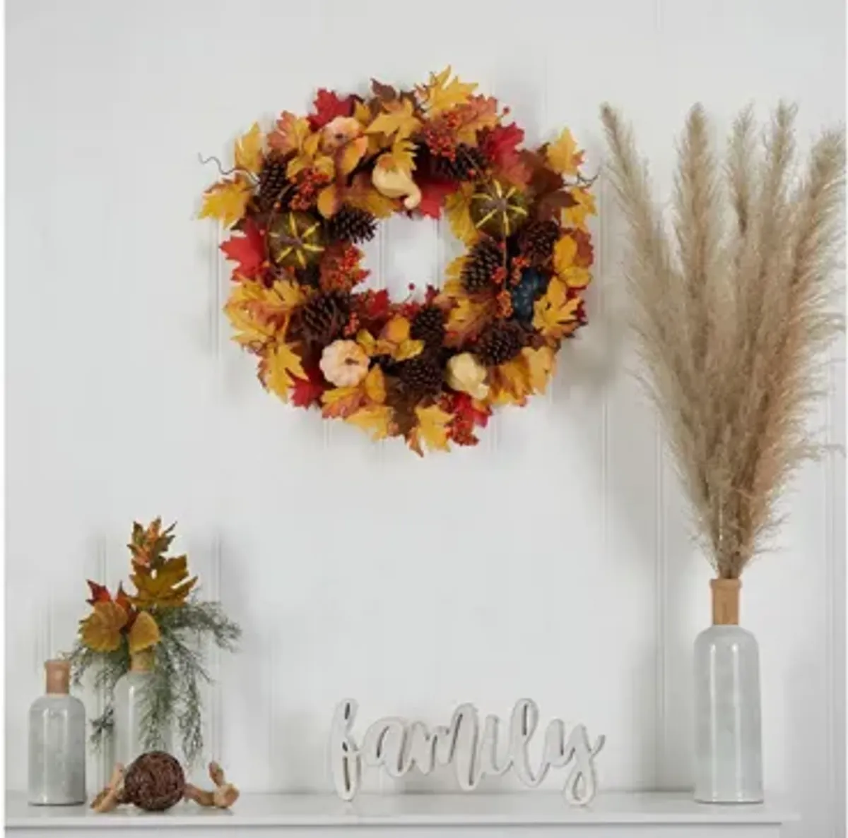 26" Harvest Foliage Artificial Wreath