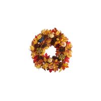 26" Harvest Foliage Artificial Wreath in Orange by Bellanest