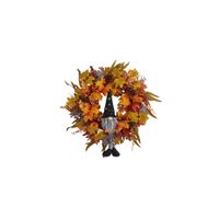 28" Harvest Foliage Gnome Artificial Wreath in Orange by Bellanest