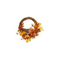 26" Harvest Foliage Cornucopia Artificial Wreath in Orange by Bellanest