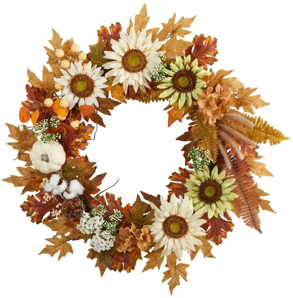 30" Harvest Foliage Artificial Wreath in Orange by Bellanest